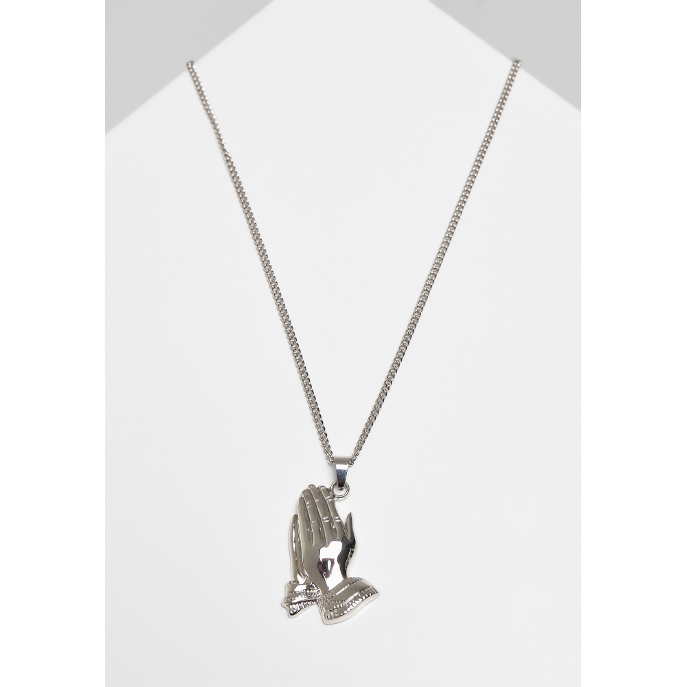 Urban Classics - Pray Hands Necklace silver one size Collier - Couleur argent